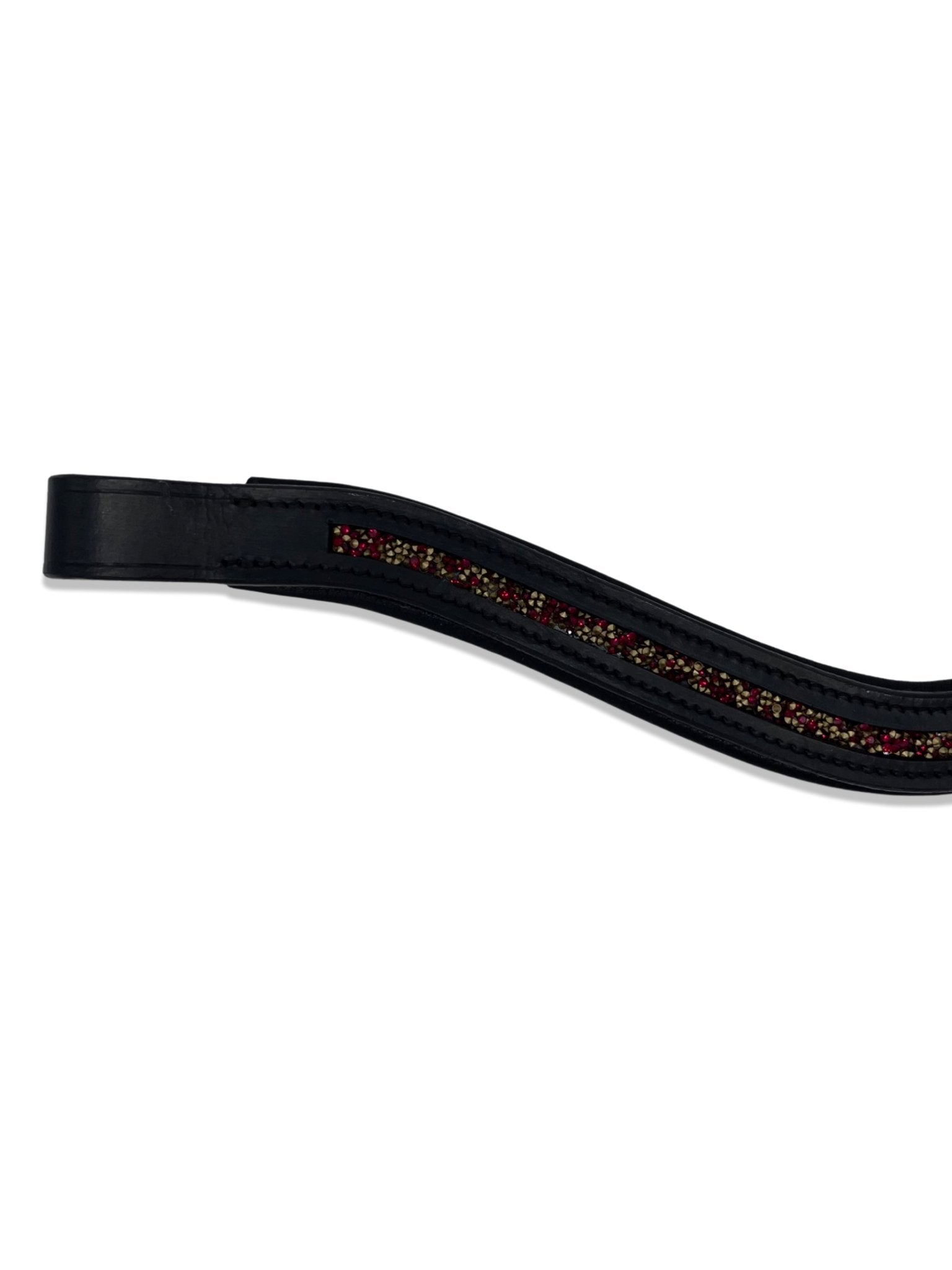 Crushed Ruby Crystal Padded Browband, from The Urbany. Elevate your horse's style with sparkling crystals and comfort.