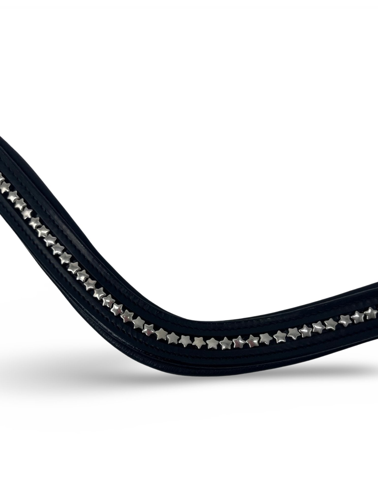 Silver Christmas Star Padded Browband, from The Urbany. Elevate your horse's style with sparkling crystals and comfort.