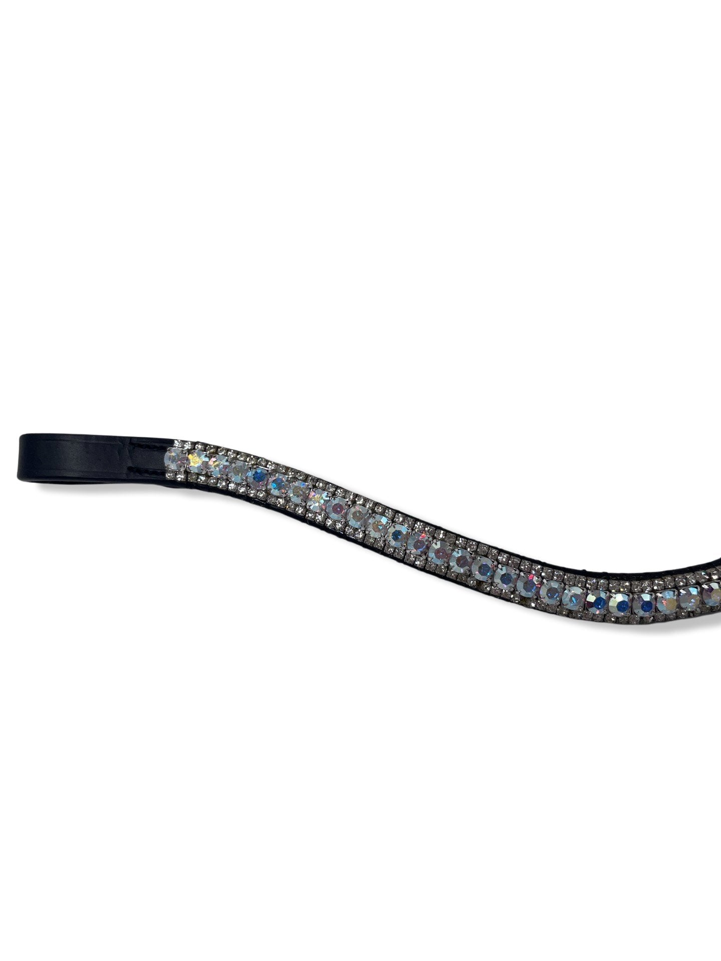 3 Row Rainbow Shine Browband, from The Urbany. Elevate your horse's style with sparkling crystals and comfort.