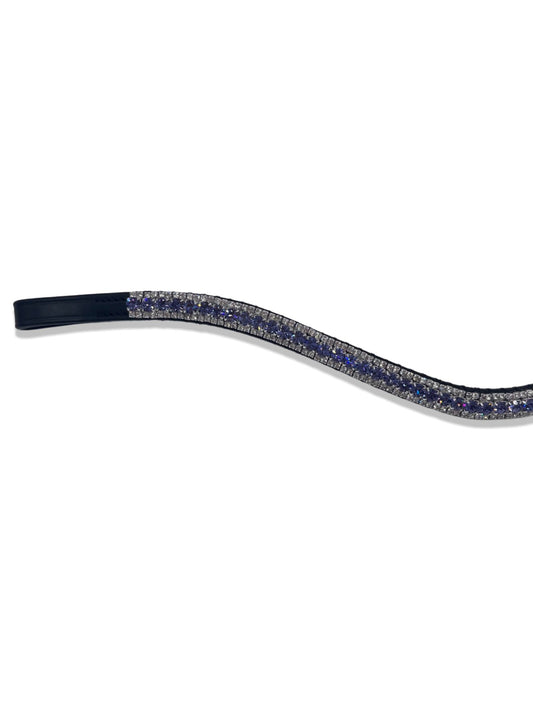 Purple 3 Row Crystal Browband, from The Urbany. Elevate your horse's style with sparkling crystals and comfort.