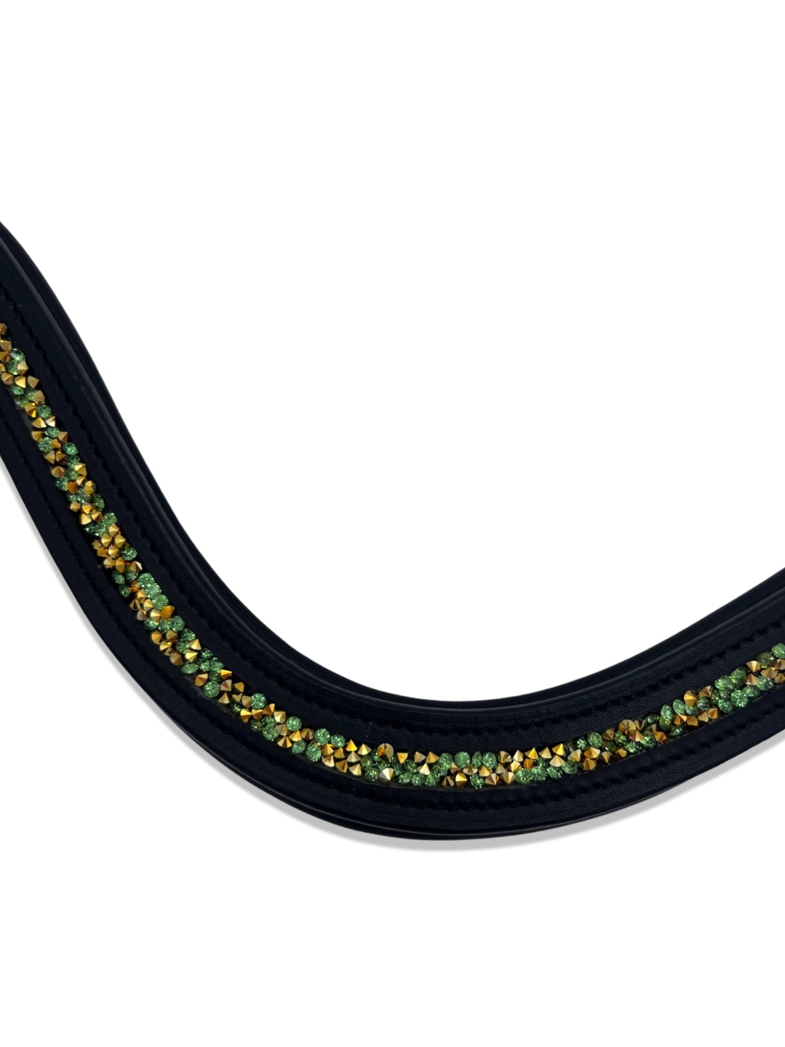 Crushed Lime Green Crystal Padded Browband, from The Urbany. Elevate your horse's style with sparkling crystals and comfort.