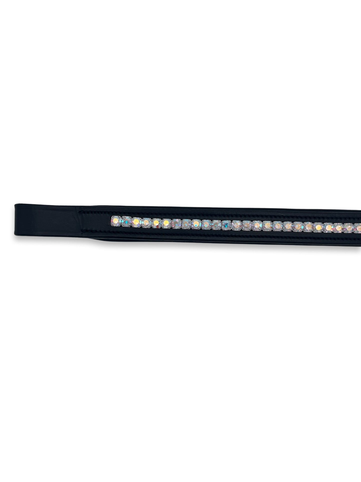 Rainbow Shine Crystal Padded Browband, from The Urbany. Elevate your horse's style with sparkling crystals and comfort.