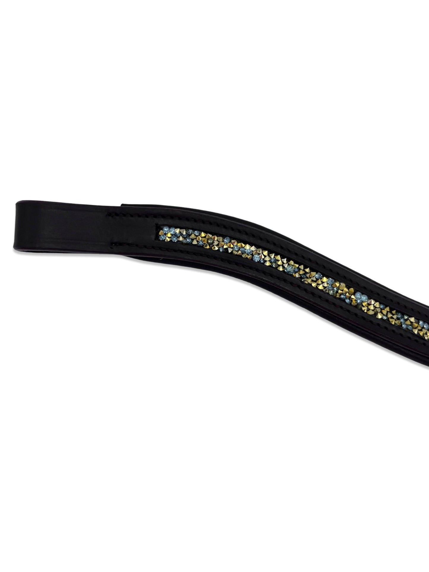 Crushed Ice Blue Crystal Padded Browband, from The Urbany. Elevate your horse's style with sparkling crystals and comfort.