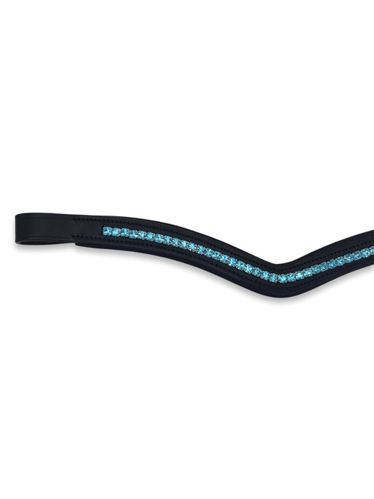 Azure Crystal Padded Browband, from The Urbany. Elevate your horse's style with sparkling crystals and comfort.