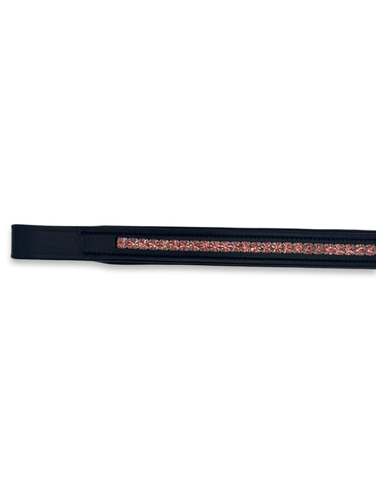 Peach Crystal Padded Browband, from The Urbany. Elevate your horse's style with sparkling crystals and comfort.