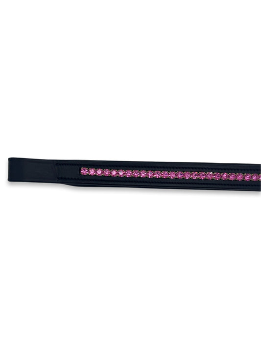 Hot Pink Crystal Padded Browband, from The Urbany. Elevate your horse's style with sparkling crystals and comfort.