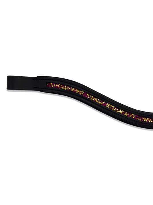 Crushed Ruby Crystal Padded Browband, from The Urbany. Elevate your horse's style with sparkling crystals and comfort.