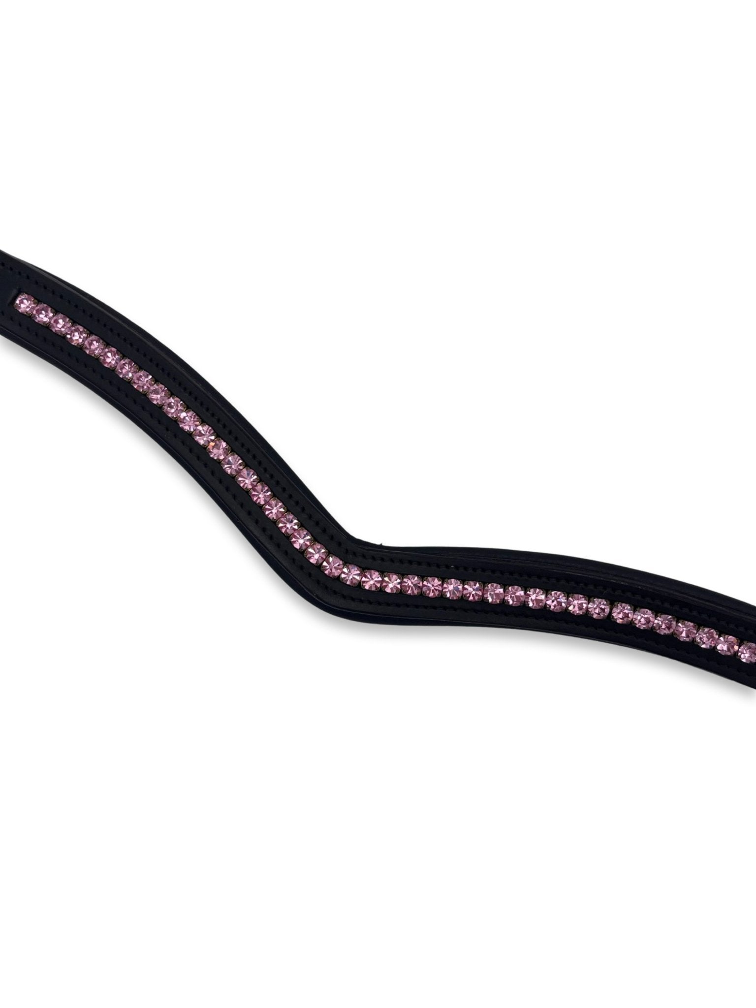 Light Pink Crystal Padded Browband, from The Urbany. Elevate your horse's style with sparkling crystals and comfort.