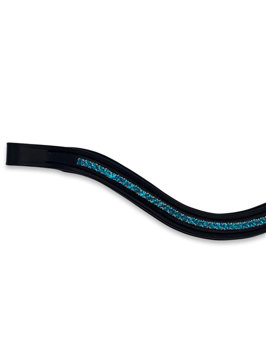 Ocean Blue Crystal Padded Browband, from The Urbany. Elevate your horse's style with sparkling crystals and comfort.