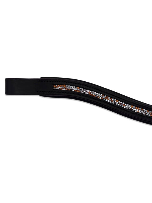 Crushed Orange Crystal Padded Browband, from The Urbany. Elevate your horse's style with sparkling crystals and comfort.