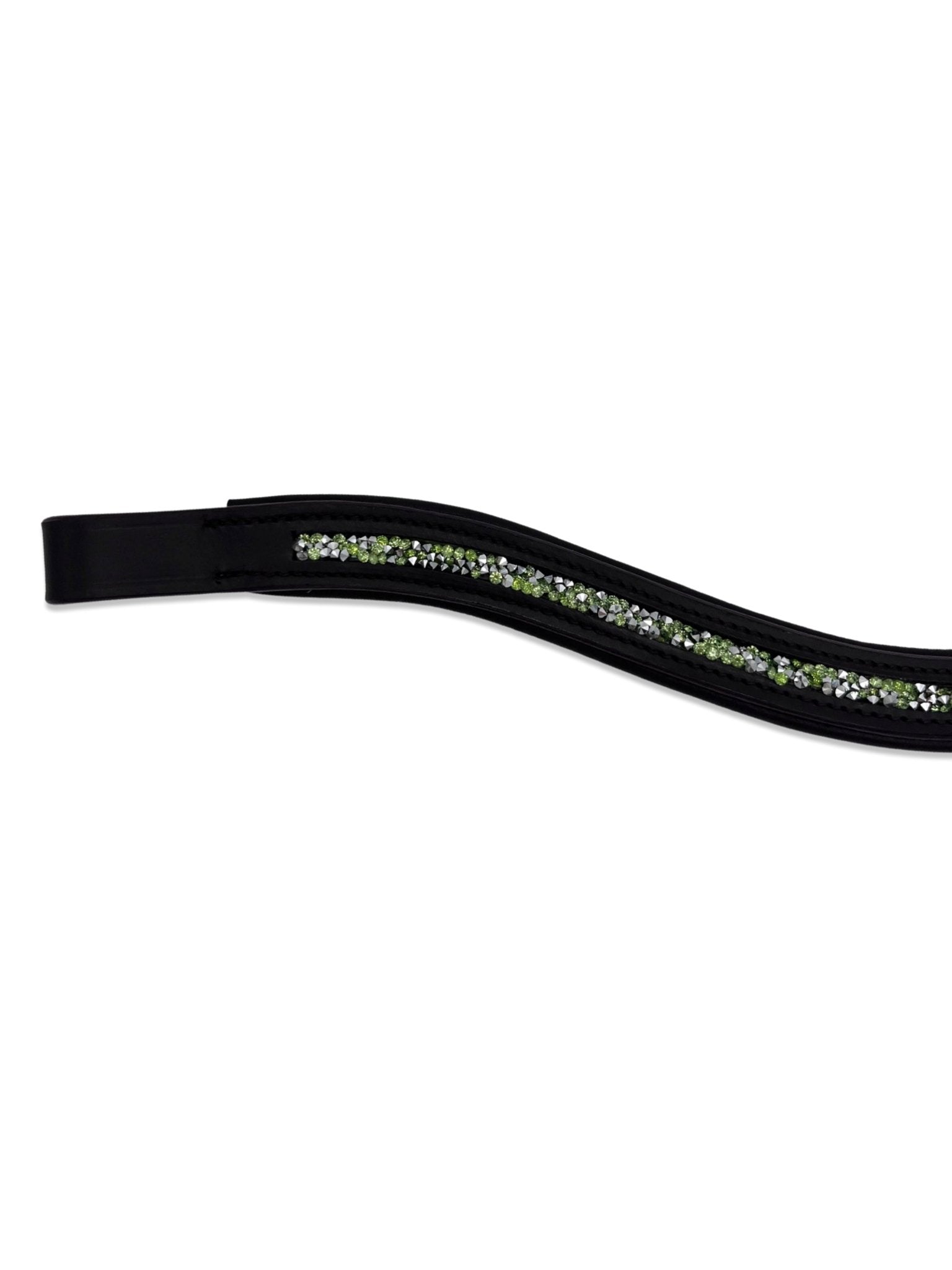 Crushed Lime Green Crystal Padded Browband, from The Urbany. Elevate your horse's style with sparkling crystals and comfort.