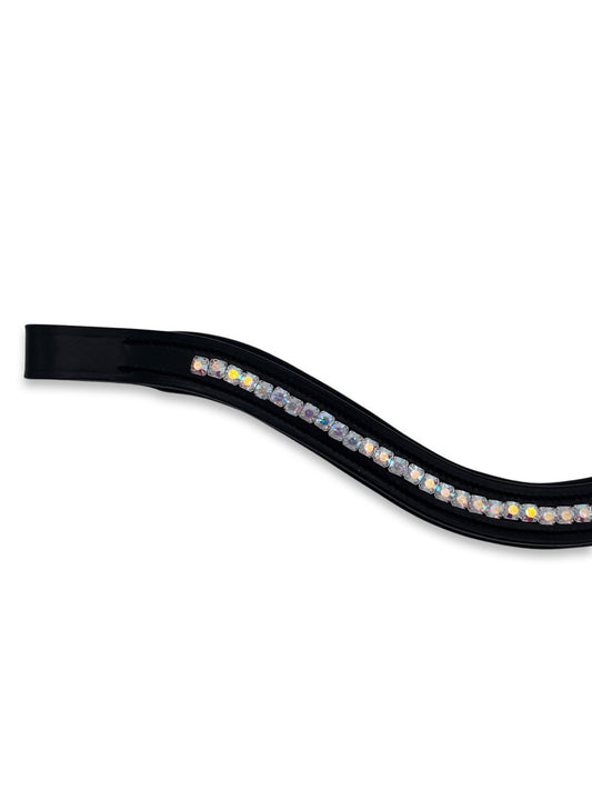 Rainbow Shine Crystal Padded Browband, from The Urbany. Elevate your horse's style with sparkling crystals and comfort.