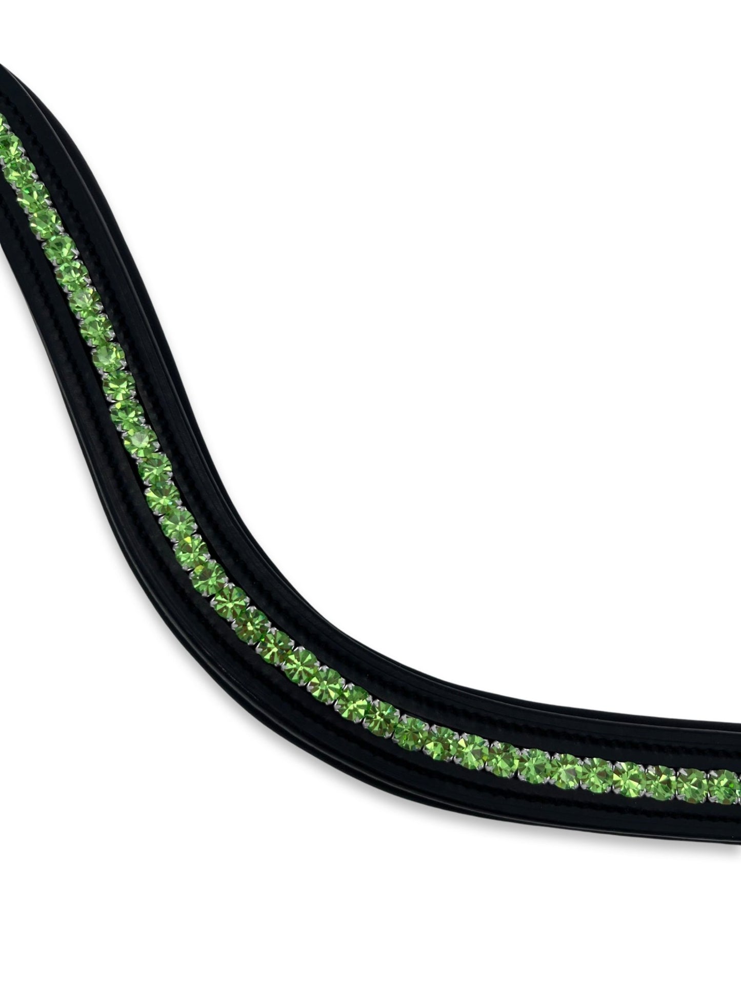 Lime Green Crystal Padded Browband, from The Urbany. Elevate your horse's style with sparkling crystals and comfort.