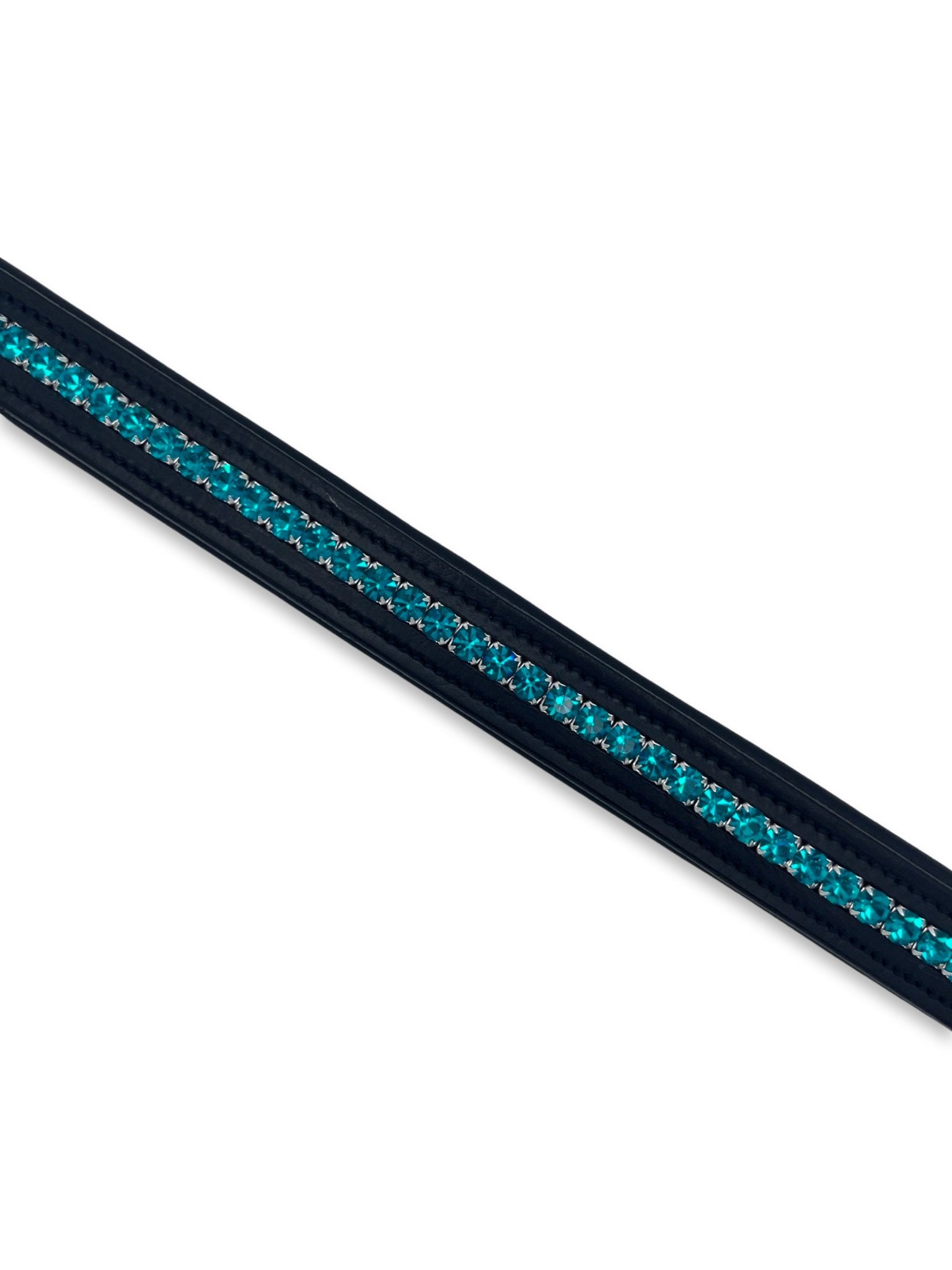 Peacock Crystal Padded Browband, from The Urbany. Elevate your horse's style with sparkling crystals and comfort.