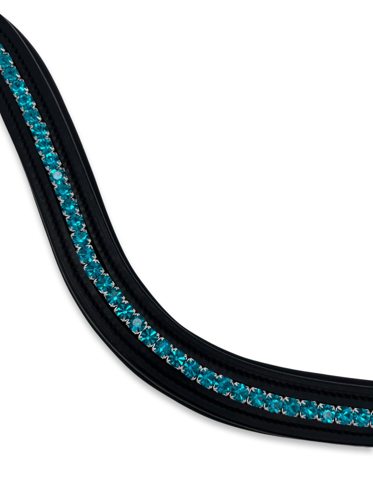 Peacock Crystal Padded Browband, from The Urbany. Elevate your horse's style with sparkling crystals and comfort.