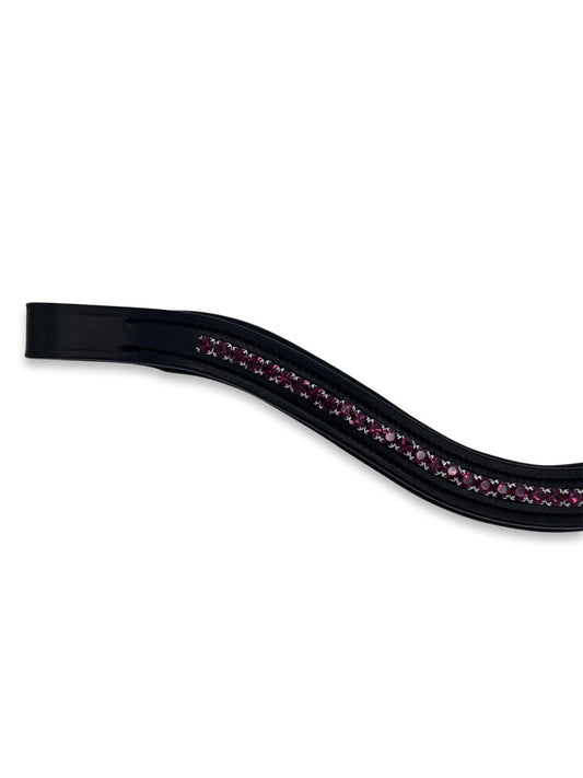 Plum Crystal Padded Browband, from The Urbany. Elevate your horse's style with sparkling crystals and comfort.