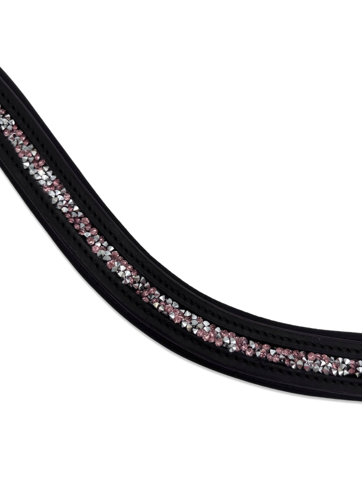 Crushed Light Pink Crystal Padded Browband, from The Urbany. Elevate your horse's style with sparkling crystals and comfort.