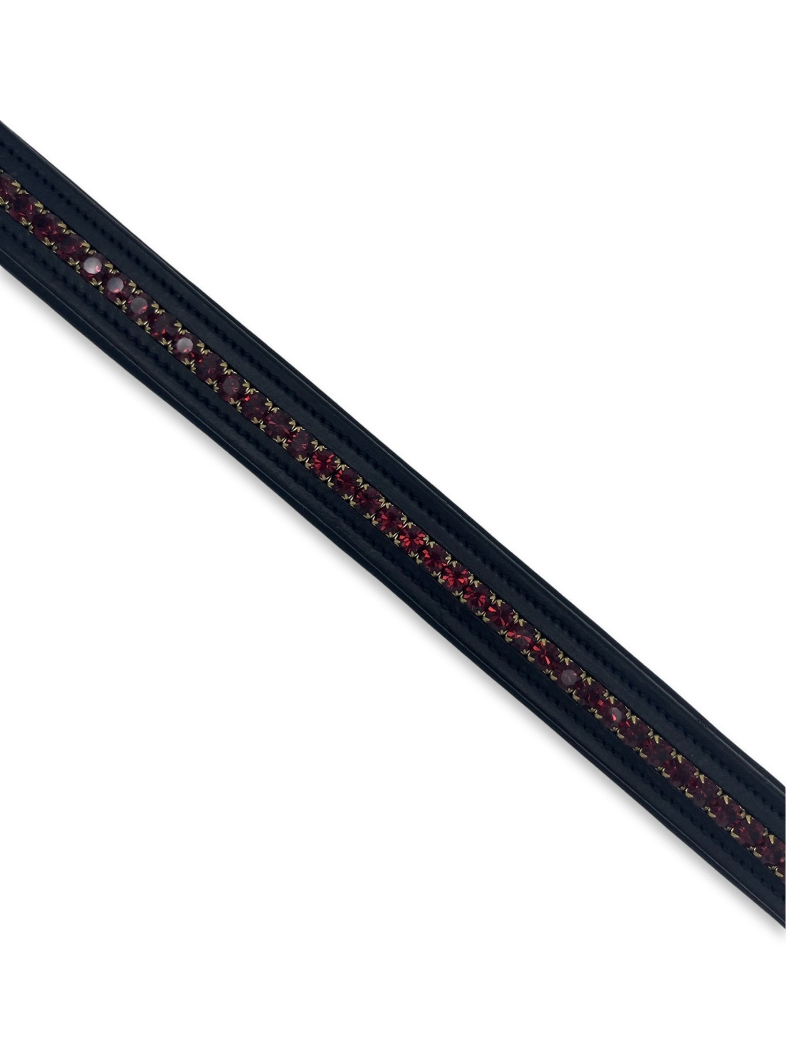 Burgundy Red Crystal Padded Browband, from The Urbany. Elevate your horse's style with sparkling crystals and comfort.