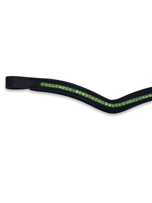 Lime Green Crystal Padded Browband, from The Urbany. Elevate your horse's style with sparkling crystals and comfort.