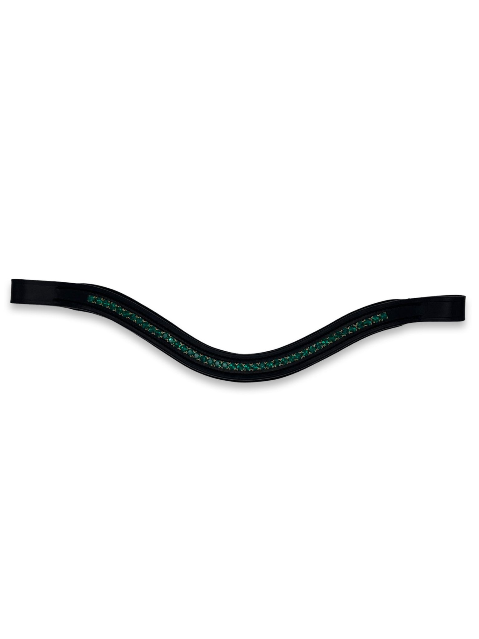 Emerald Green Crystal Padded Browband, from The Urbany. Elevate your horse's style with sparkling crystals and comfort.