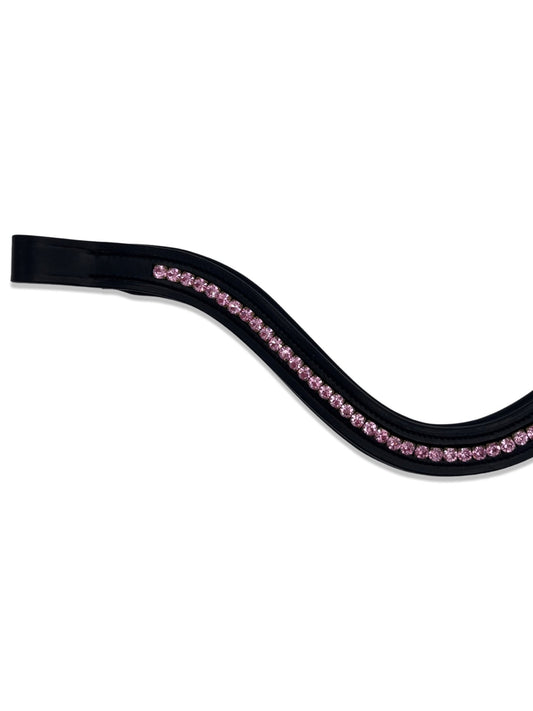 Light Pink Crystal Padded Browband, from The Urbany. Elevate your horse's style with sparkling crystals and comfort.