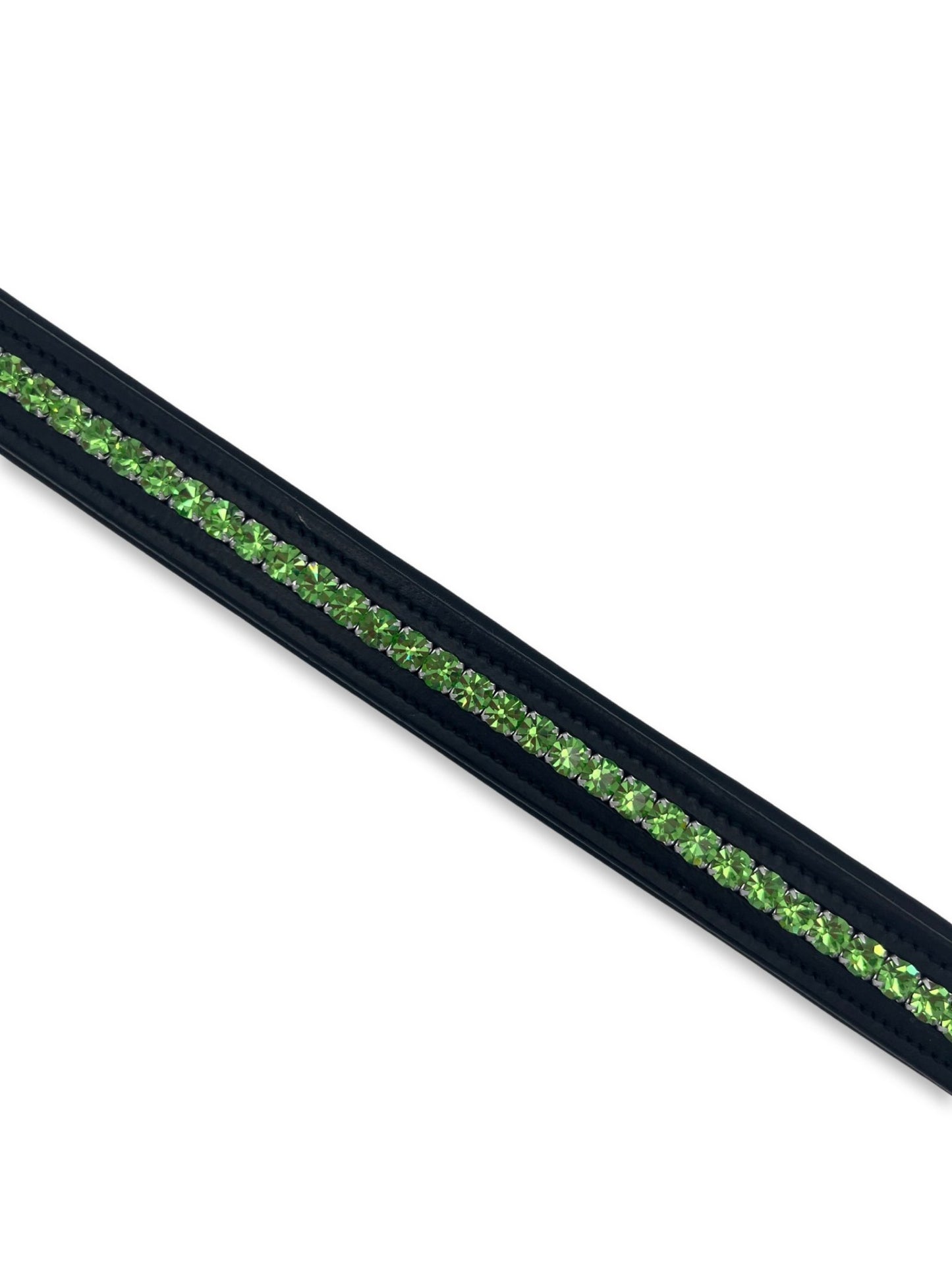 Lime Green Crystal Padded Browband, from The Urbany. Elevate your horse's style with sparkling crystals and comfort.