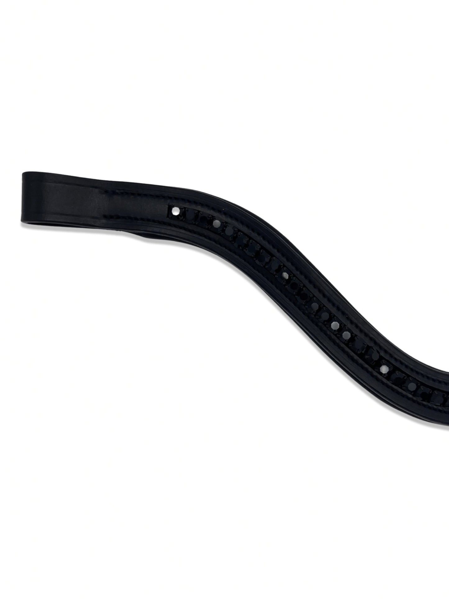 Jet Black Crystal Padded Browband, from The Urbany. Elevate your horse's style with sparkling crystals and comfort.