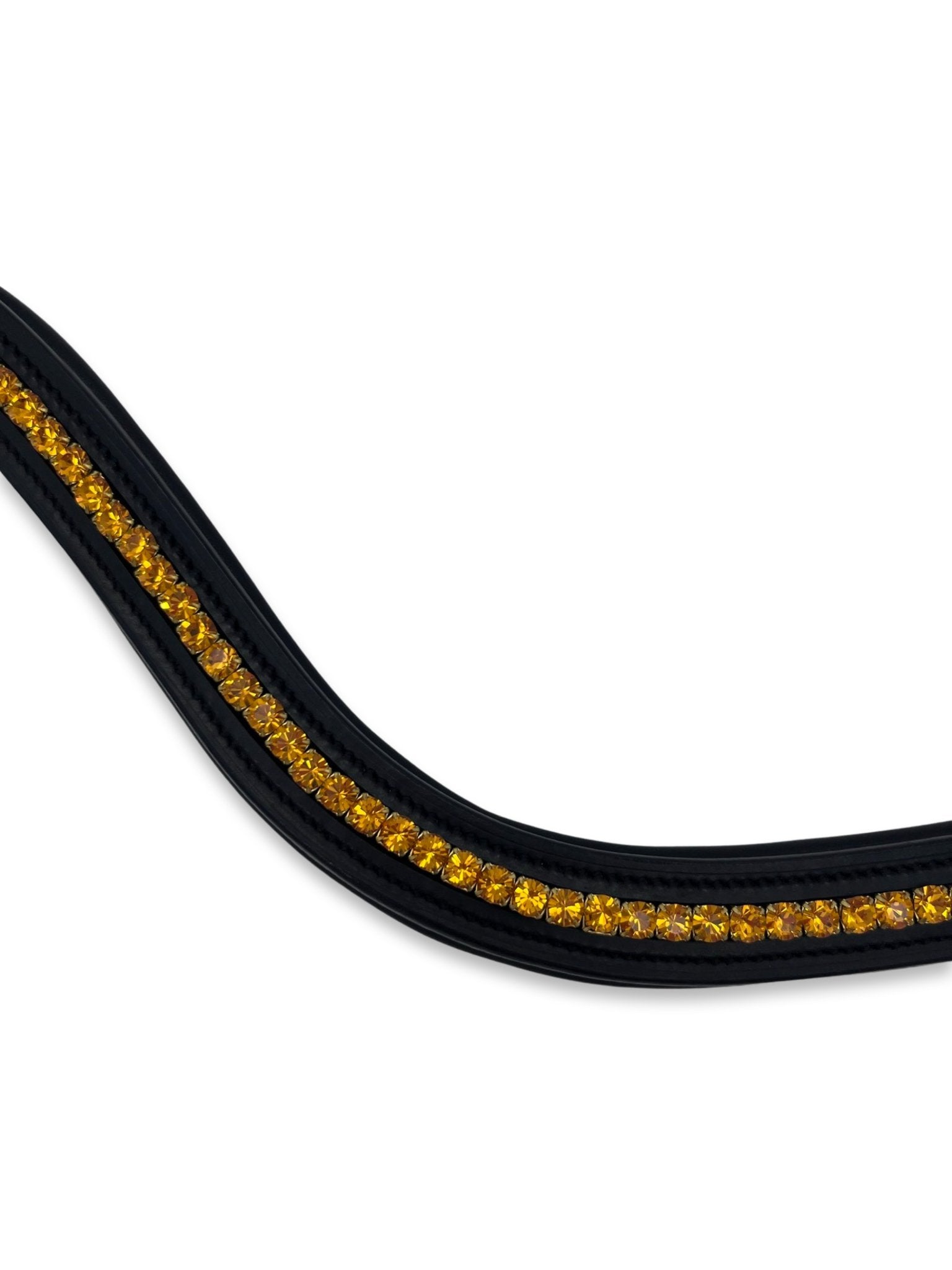 Orange Crystal Padded Browband, from The Urbany. Elevate your horse's style with sparkling crystals and comfort.