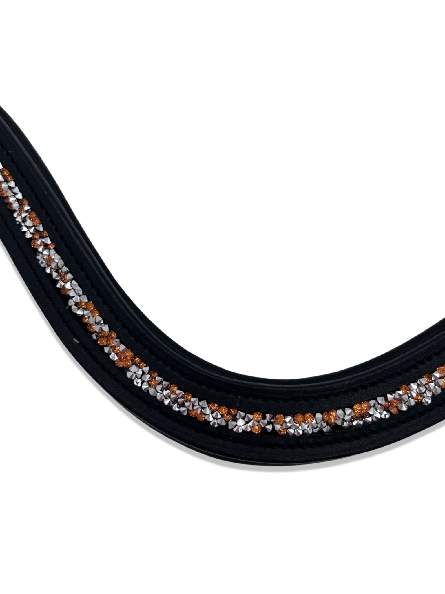 Crushed Orange Crystal Padded Browband, from The Urbany. Elevate your horse's style with sparkling crystals and comfort.