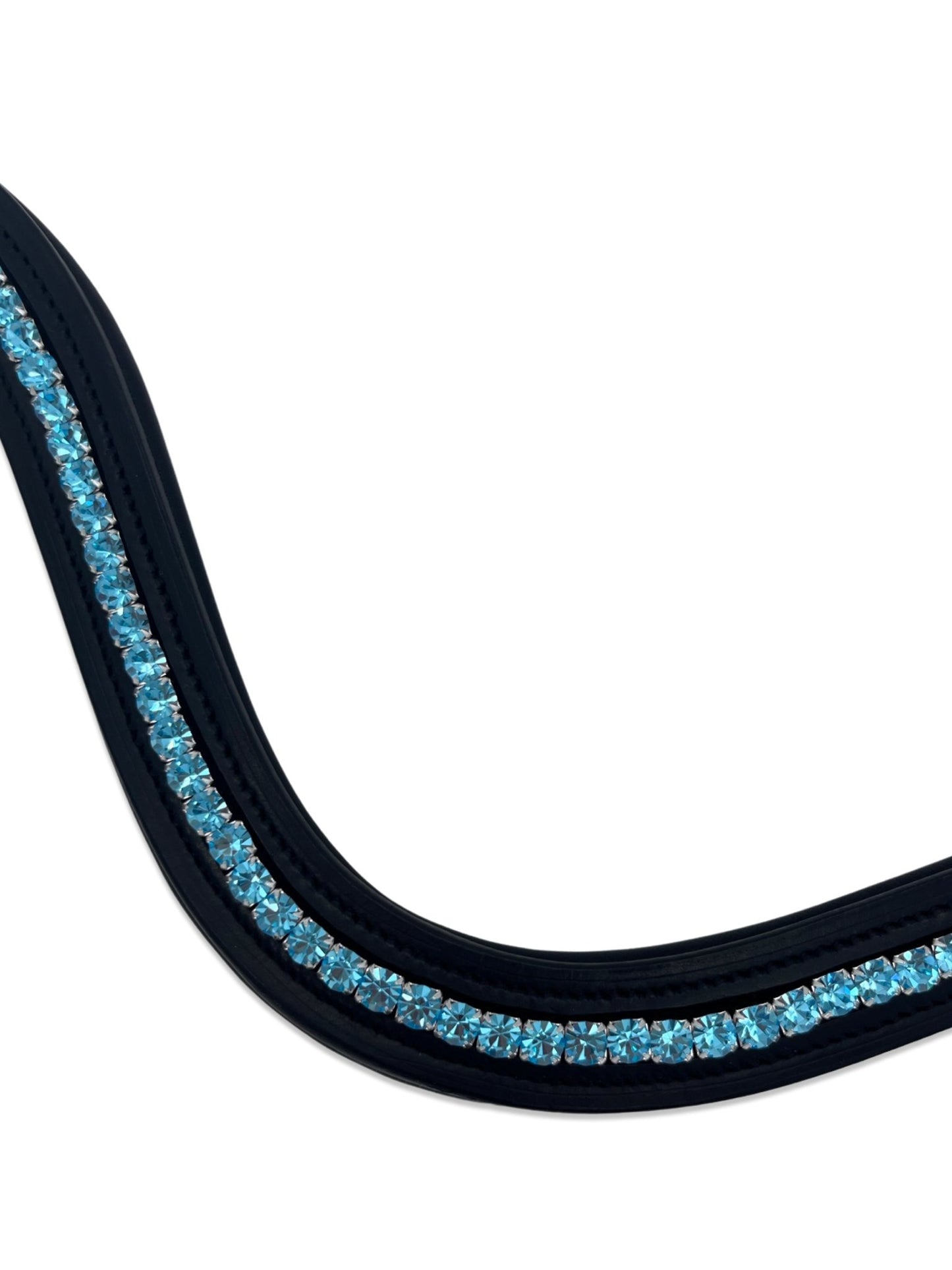 Azure Crystal Padded Browband, from The Urbany. Elevate your horse's style with sparkling crystals and comfort.