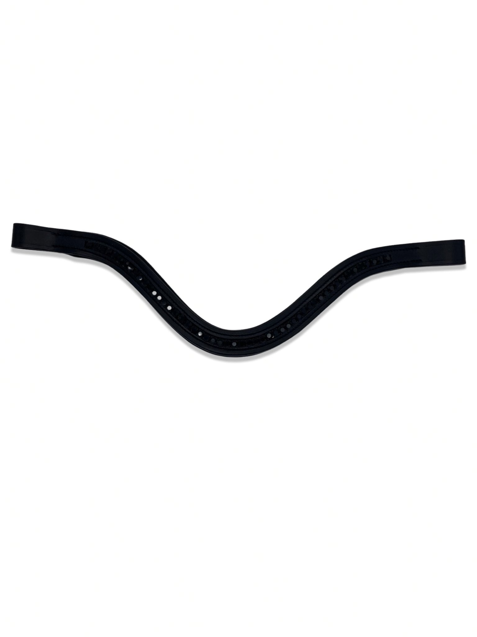 Jet Black Crystal Padded Browband, from The Urbany. Elevate your horse's style with sparkling crystals and comfort.