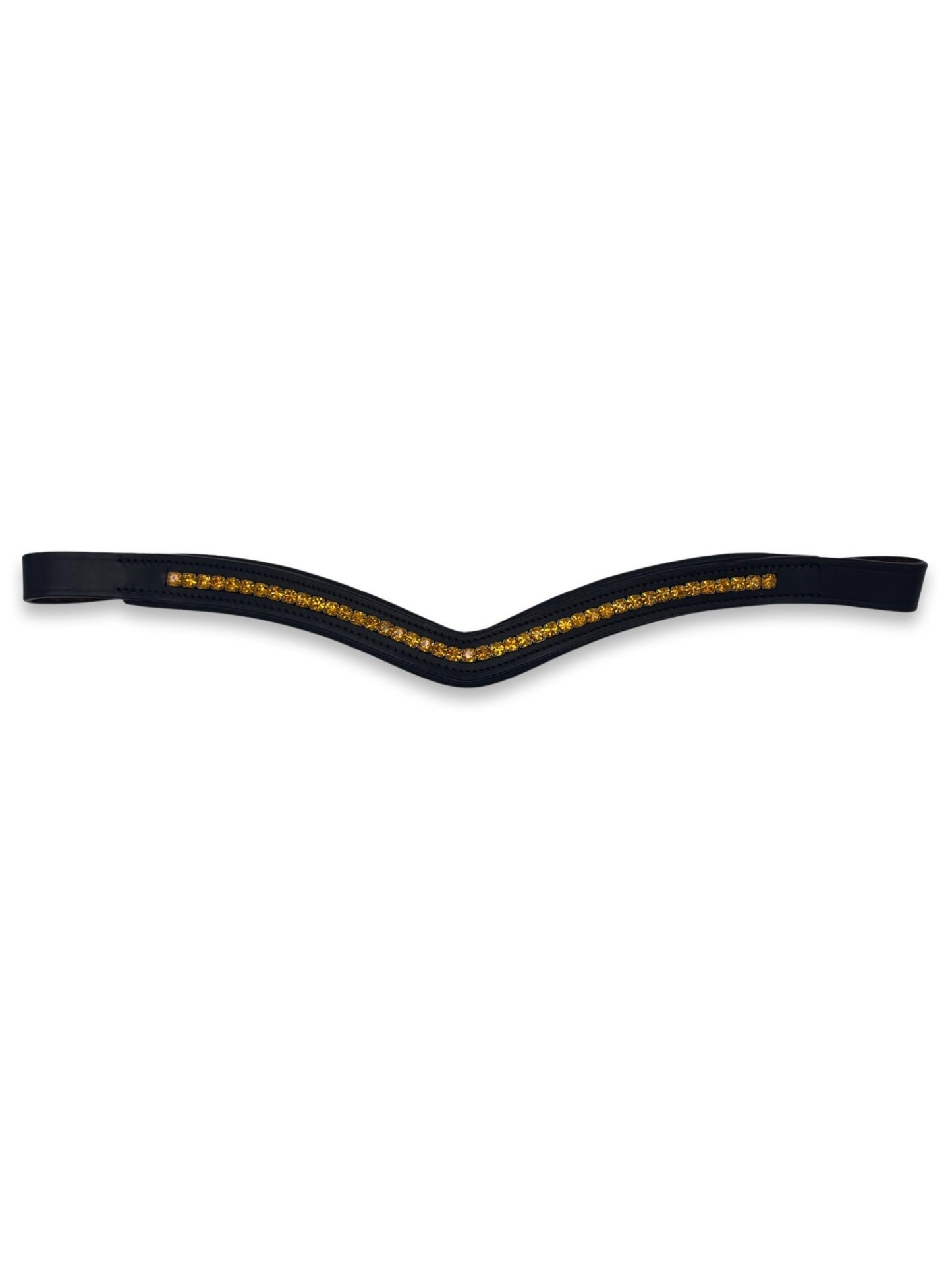 Orange Crystal Padded Browband, from The Urbany. Elevate your horse's style with sparkling crystals and comfort.