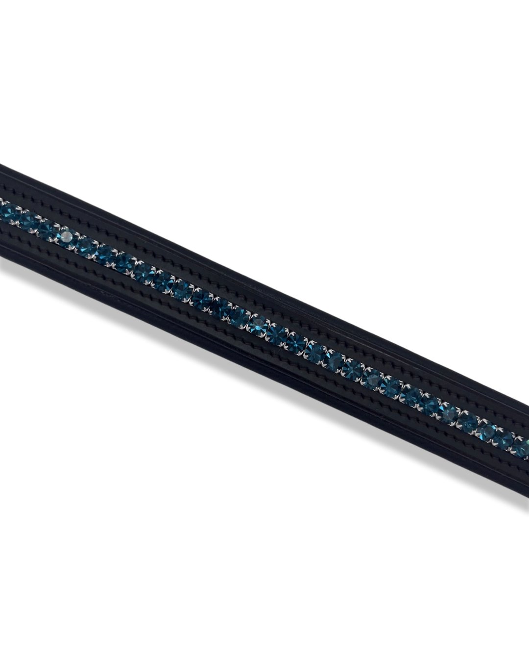 Navy Blue Crystal Padded Browband, from The Urbany. Elevate your horse's style with sparkling crystals and comfort.