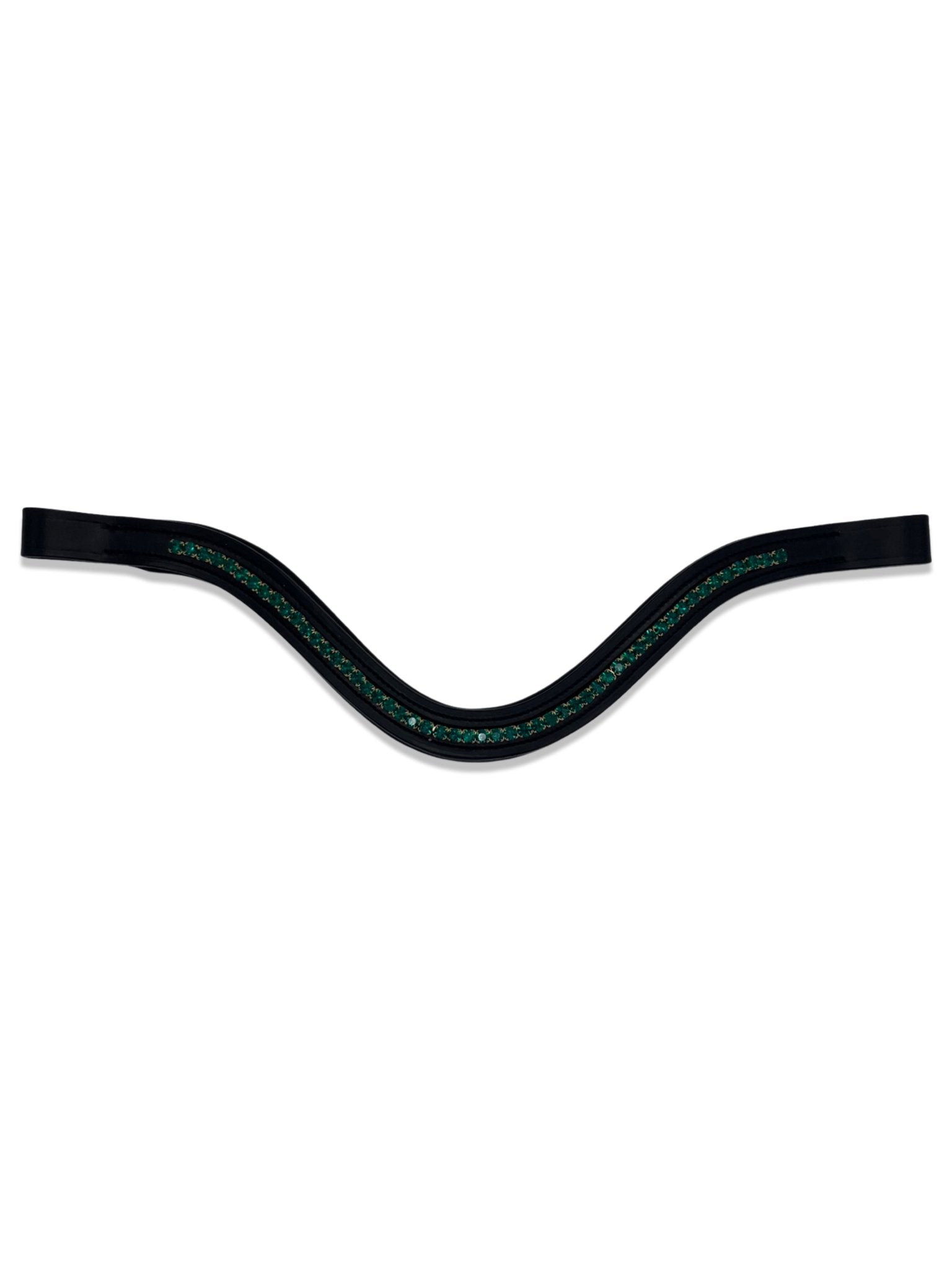 Emerald Green Crystal Padded Browband, from The Urbany. Elevate your horse's style with sparkling crystals and comfort.