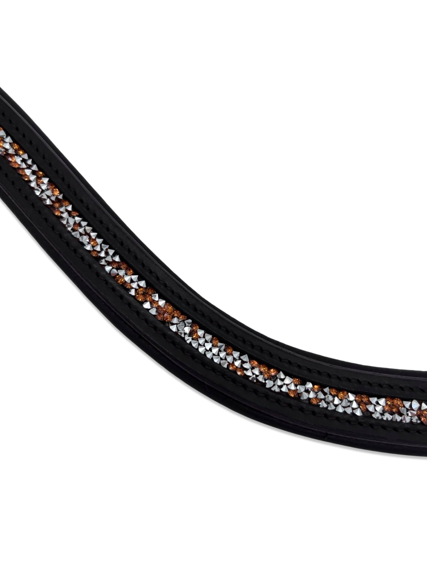 Crushed Orange Crystal Padded Browband, from The Urbany. Elevate your horse's style with sparkling crystals and comfort.