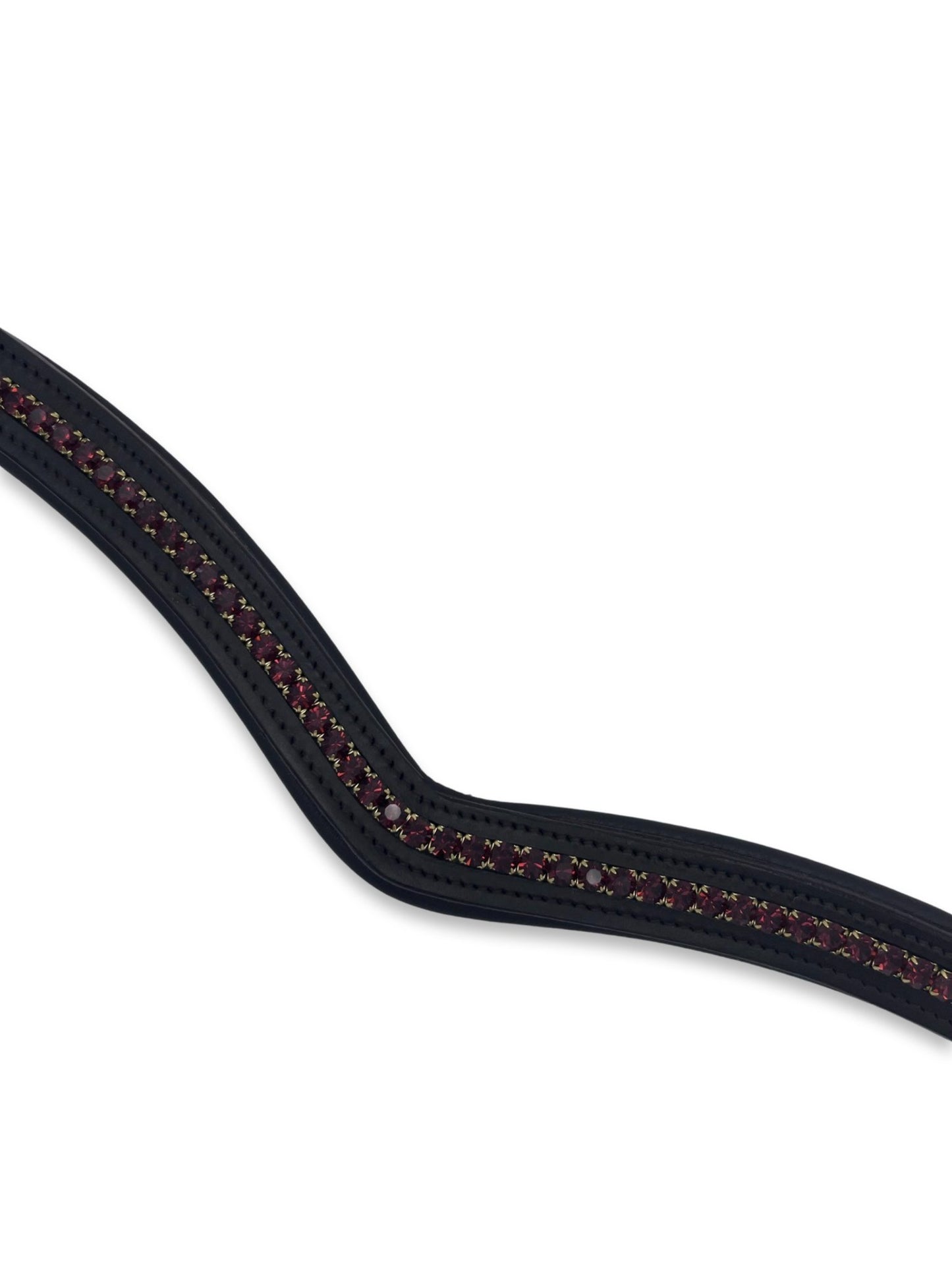 Burgundy Red Crystal Padded Browband, from The Urbany. Elevate your horse's style with sparkling crystals and comfort.