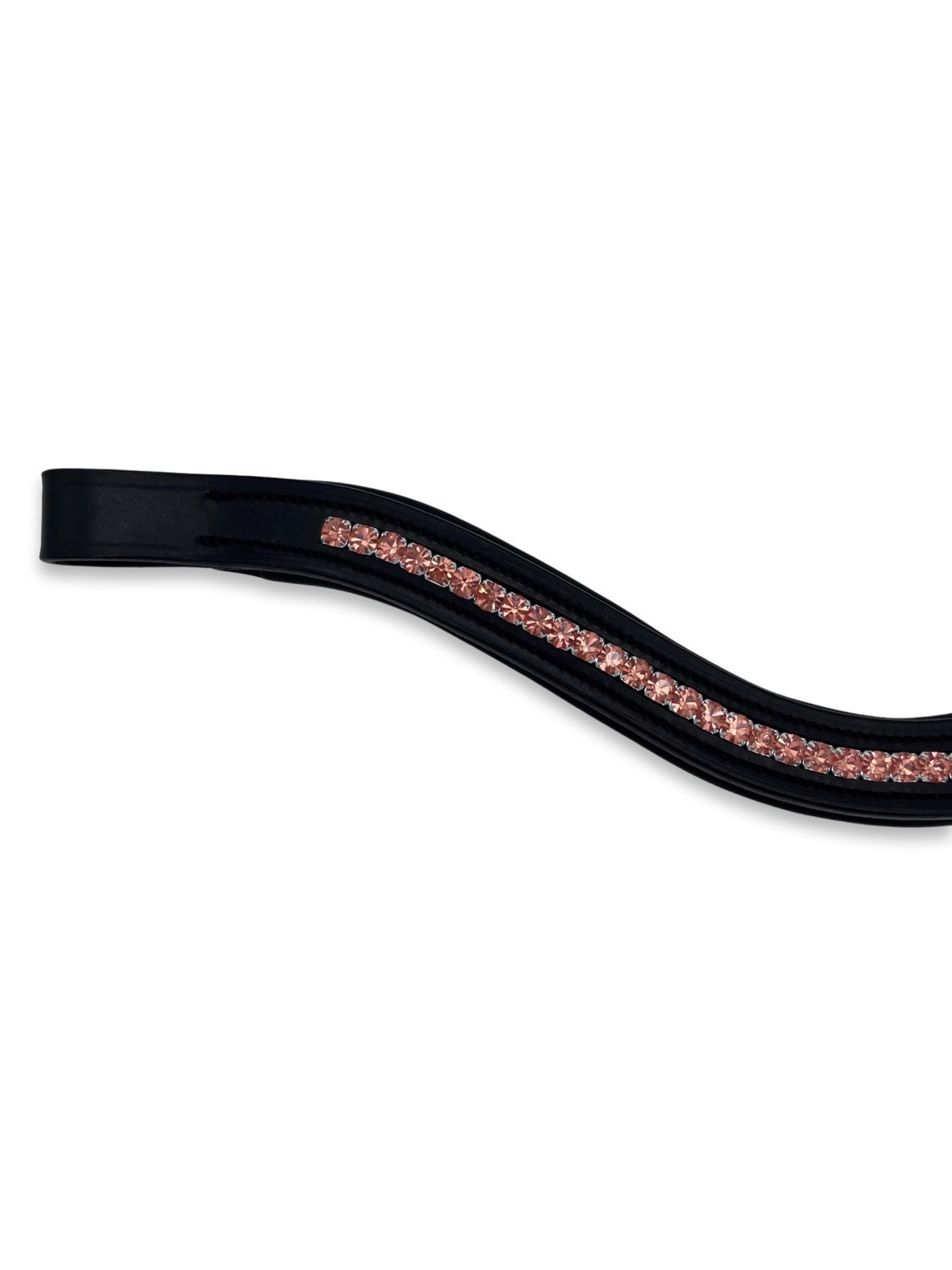 Peach Crystal Padded Browband, from The Urbany. Elevate your horse's style with sparkling crystals and comfort.