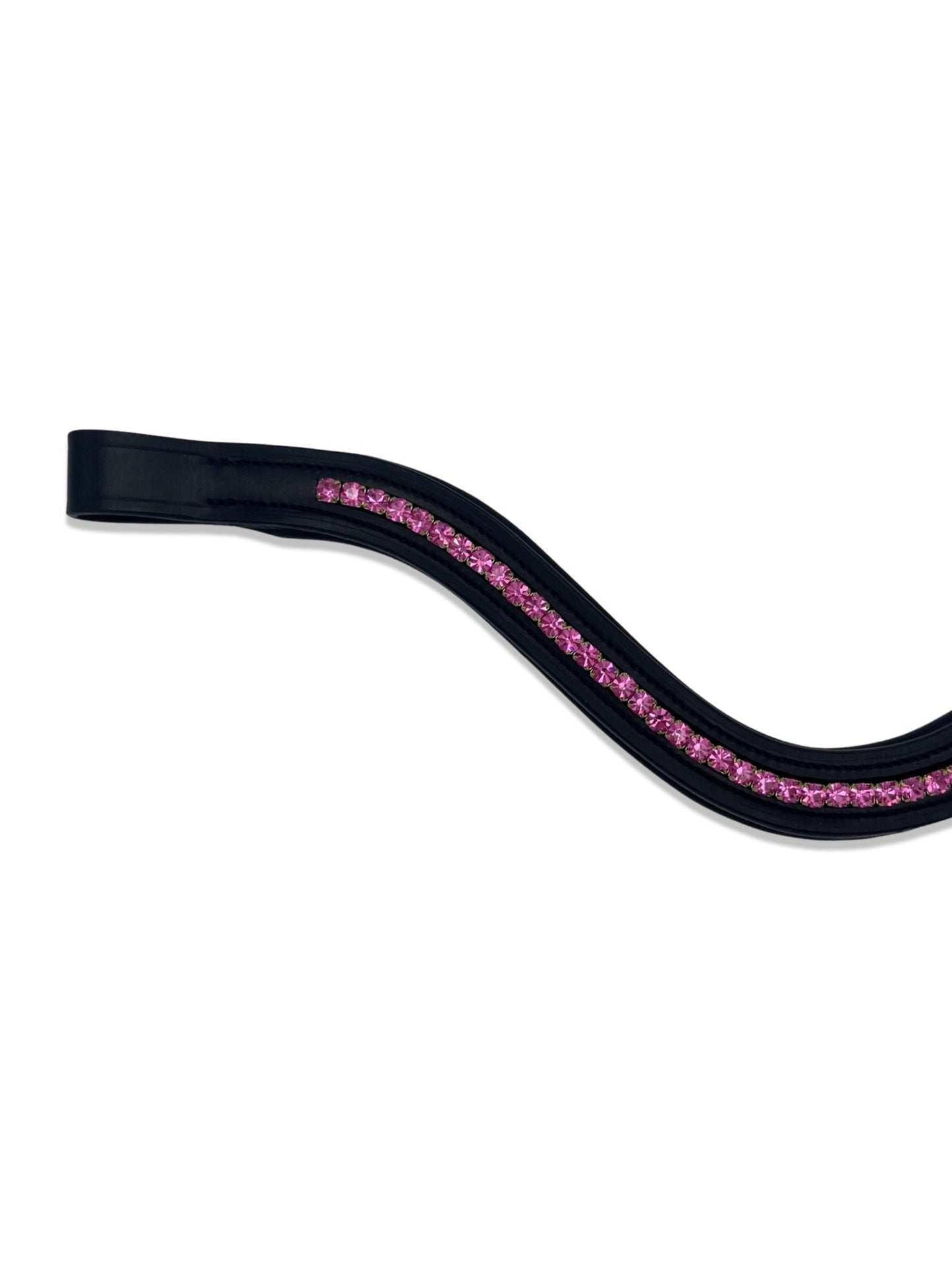 Hot Pink Crystal Padded Browband, from The Urbany. Elevate your horse's style with sparkling crystals and comfort.