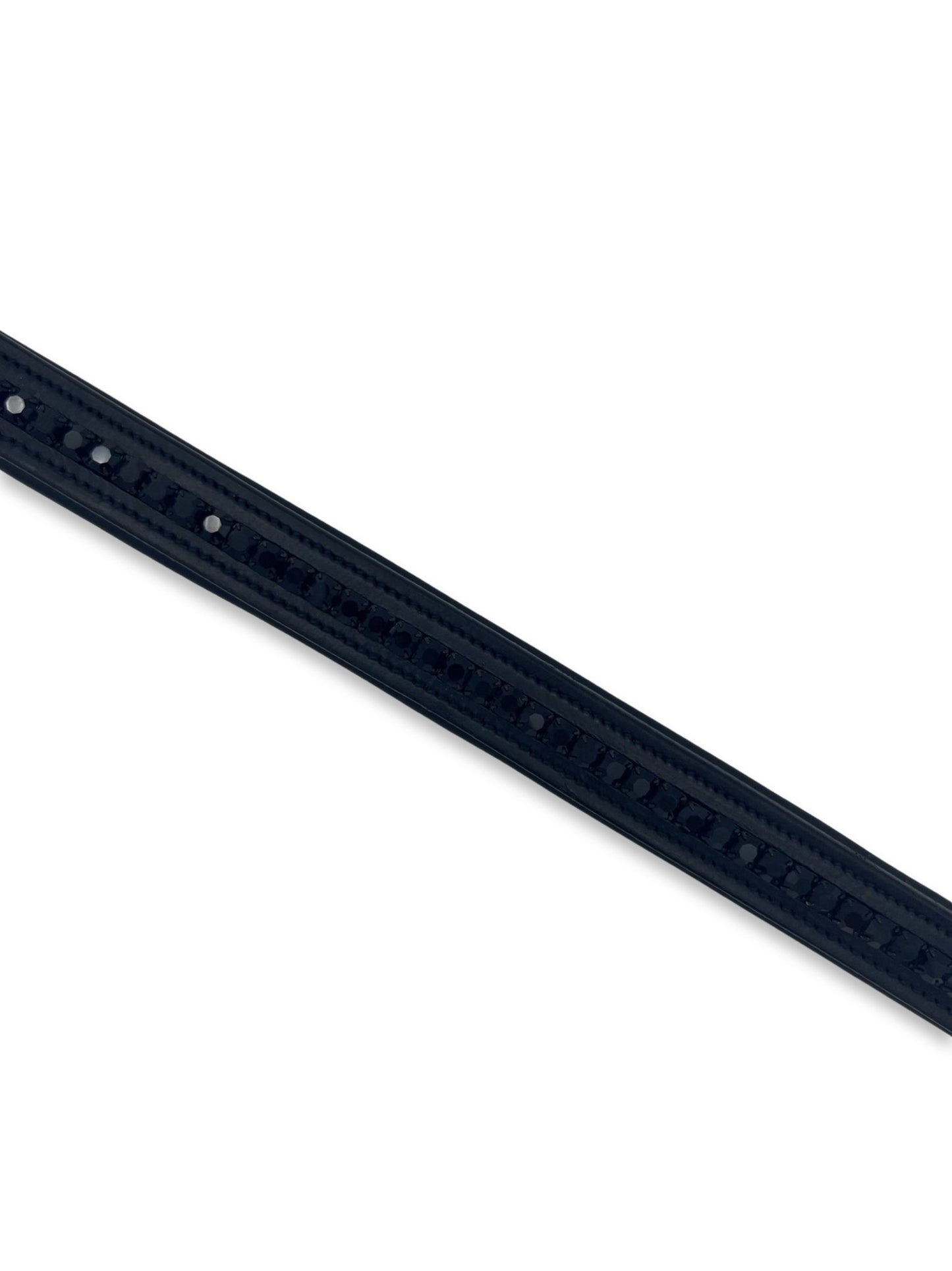 Jet Black Crystal Padded Browband, from The Urbany. Elevate your horse's style with sparkling crystals and comfort.