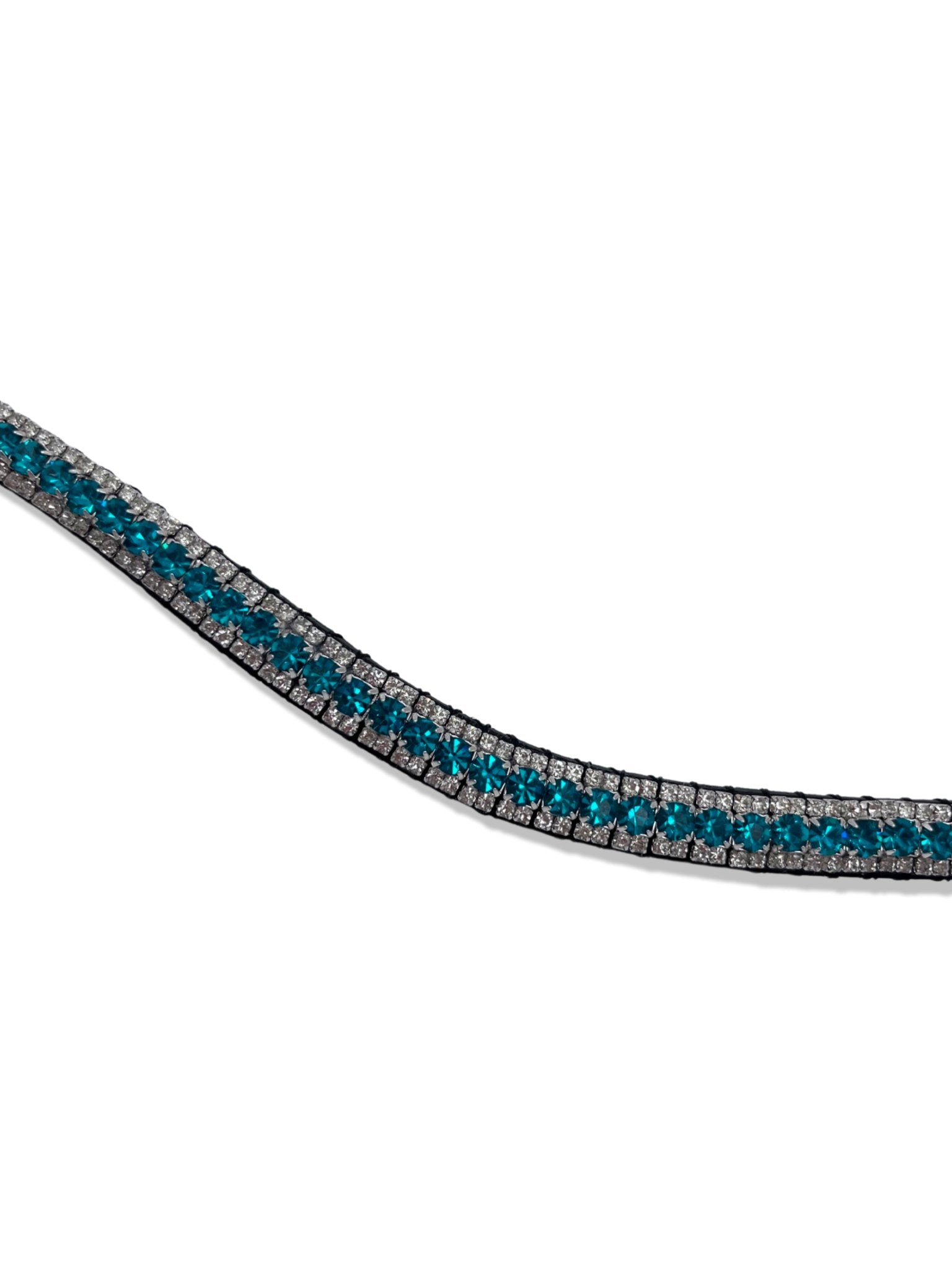 Peacock 3 Row Crystal Browband, from The Urbany. Elevate your horse's style with sparkling crystals and comfort.