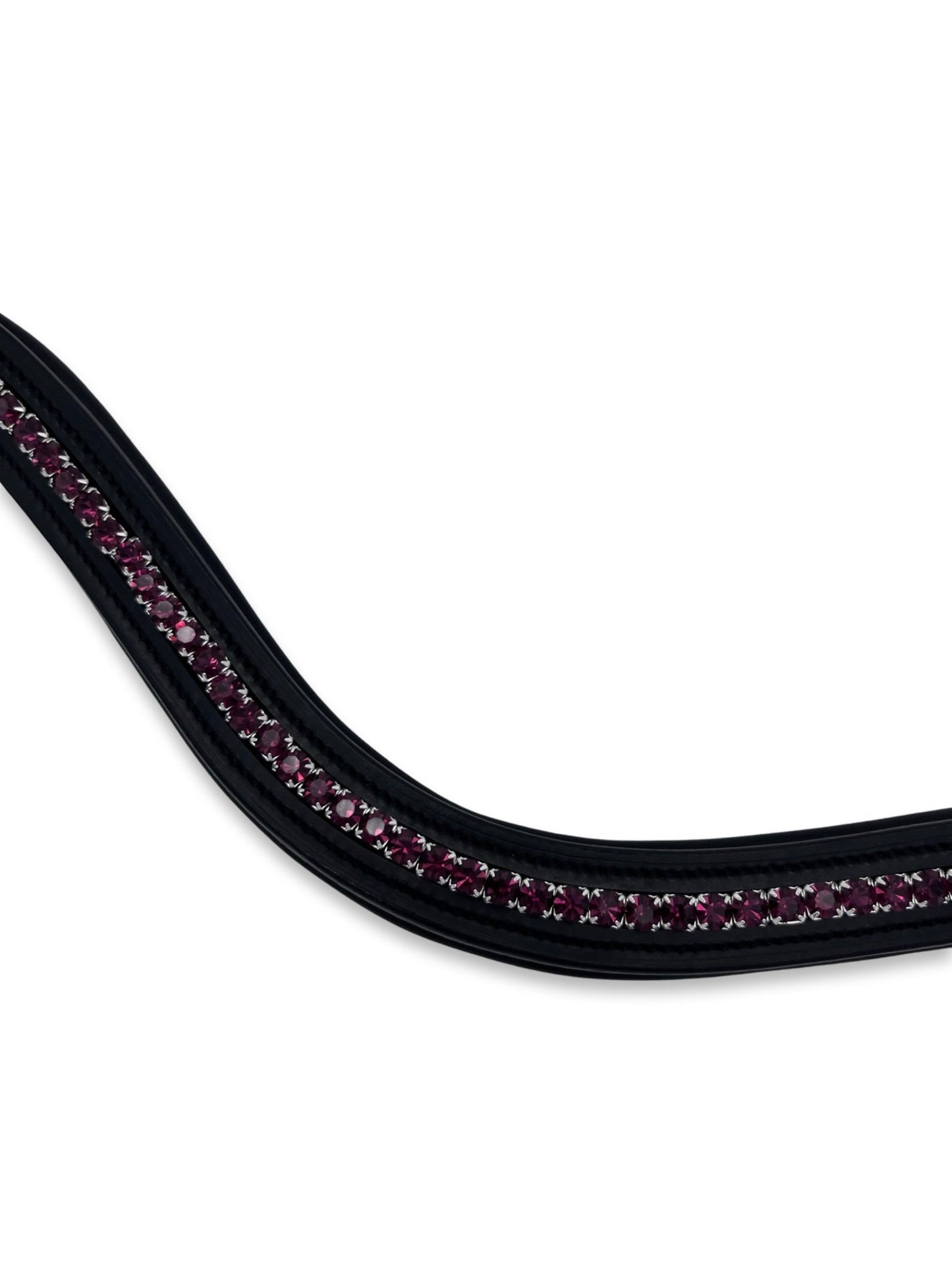 Plum Crystal Padded Browband, from The Urbany. Elevate your horse's style with sparkling crystals and comfort.