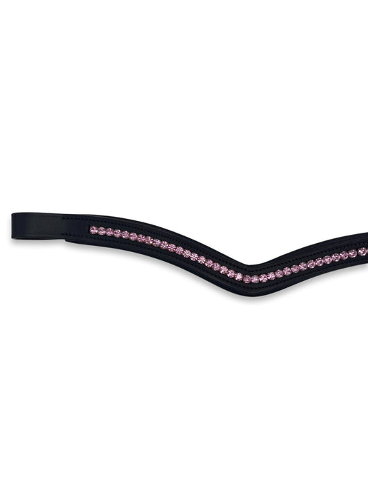 Light Pink Crystal Padded Browband, from The Urbany. Elevate your horse's style with sparkling crystals and comfort.