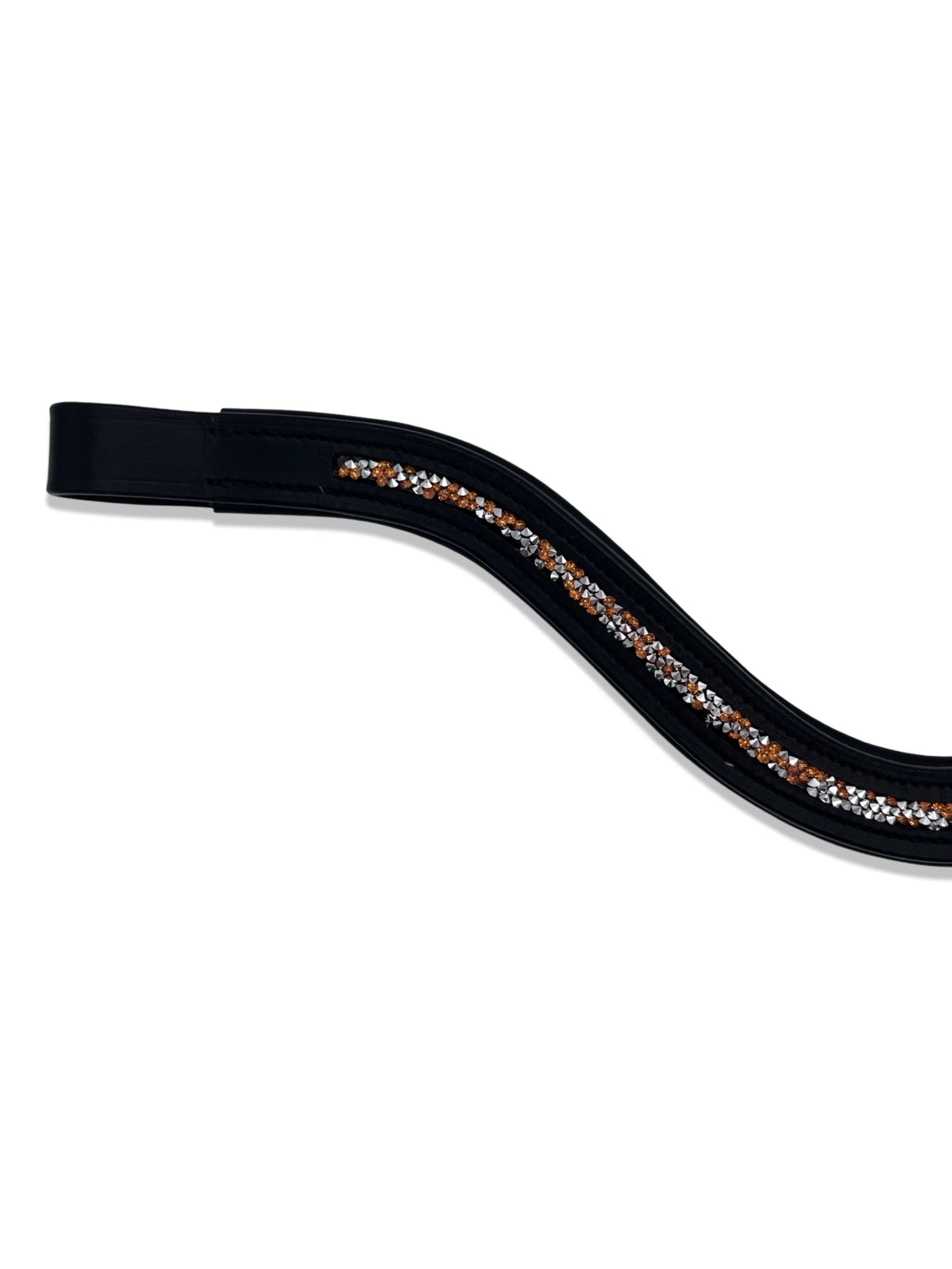 Crushed Orange Crystal Padded Browband, from The Urbany. Elevate your horse's style with sparkling crystals and comfort.