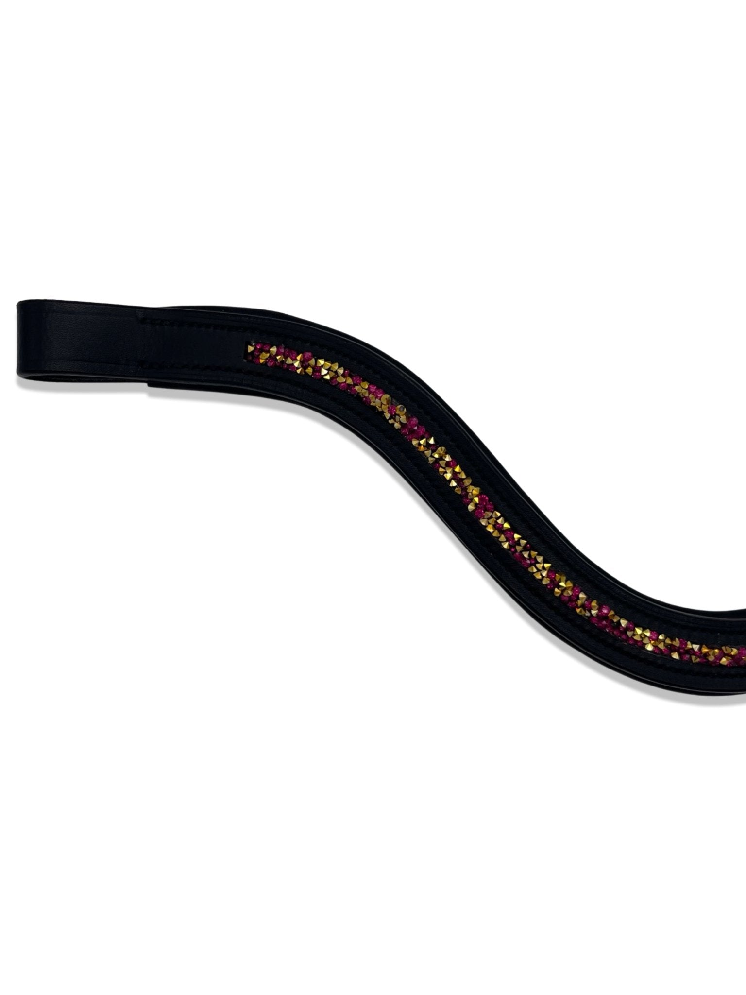 Crushed Ruby Crystal Padded Browband, from The Urbany. Elevate your horse's style with sparkling crystals and comfort.