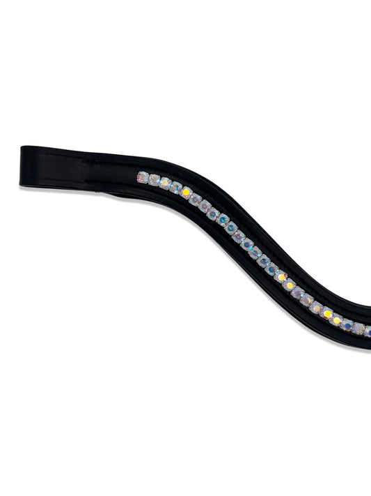 Rainbow Shine Crystal Padded Browband, from The Urbany. Elevate your horse's style with sparkling crystals and comfort.