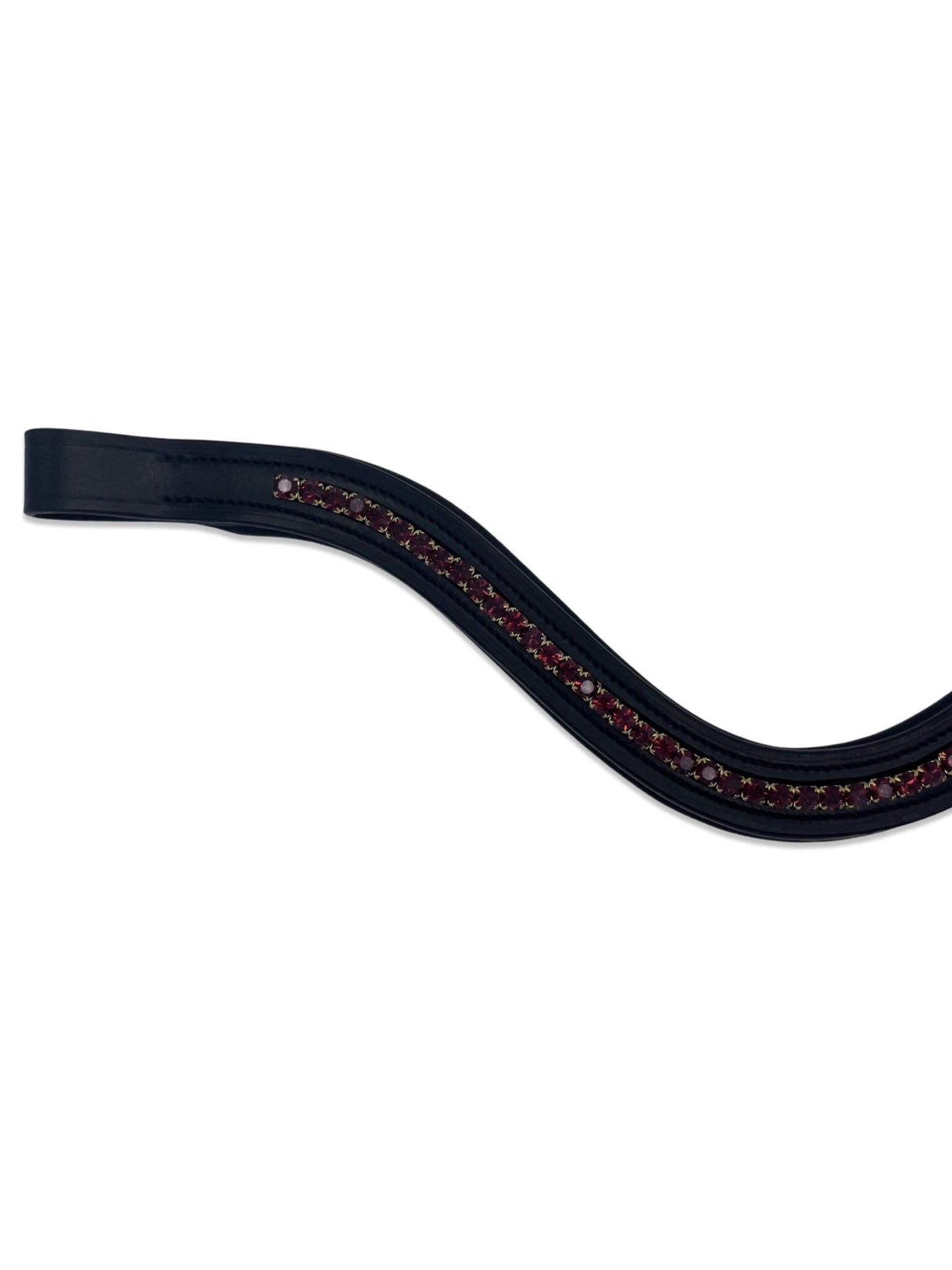 Burgundy Red Crystal Padded Browband, from The Urbany. Elevate your horse's style with sparkling crystals and comfort.