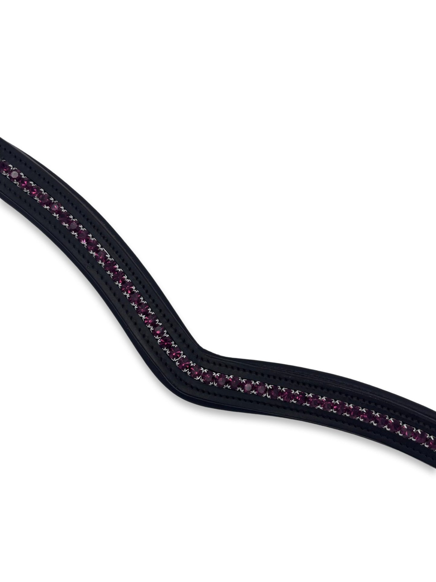 Plum Crystal Padded Browband, from The Urbany. Elevate your horse's style with sparkling crystals and comfort.