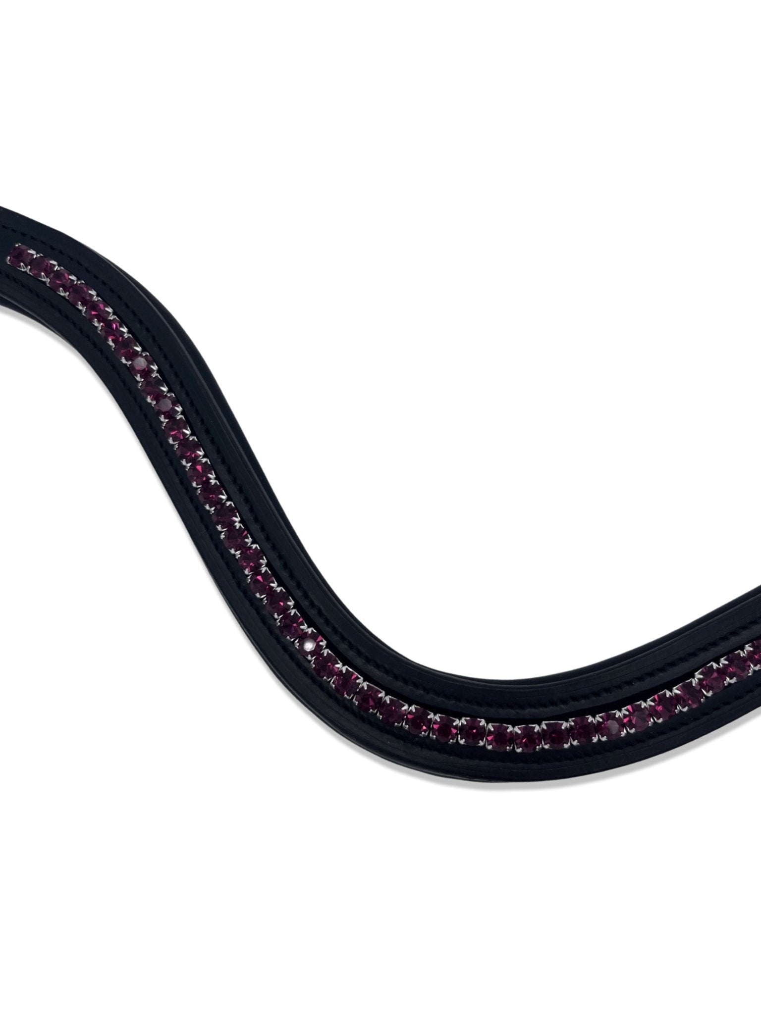 Plum Crystal Padded Browband, from The Urbany. Elevate your horse's style with sparkling crystals and comfort.