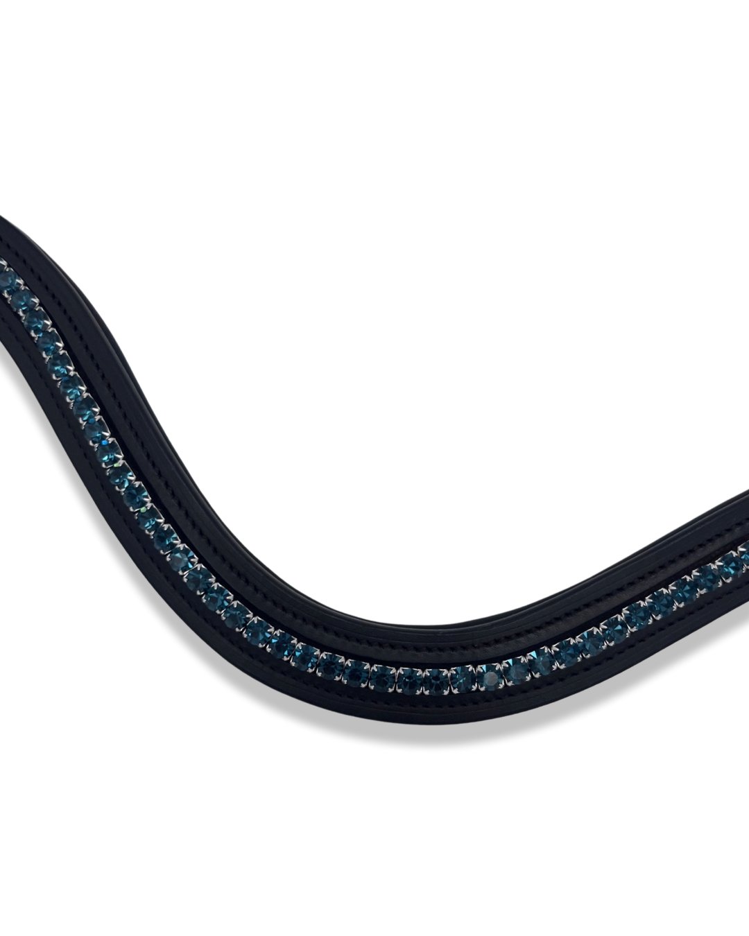 Navy Blue Crystal Padded Browband, from The Urbany. Elevate your horse's style with sparkling crystals and comfort.