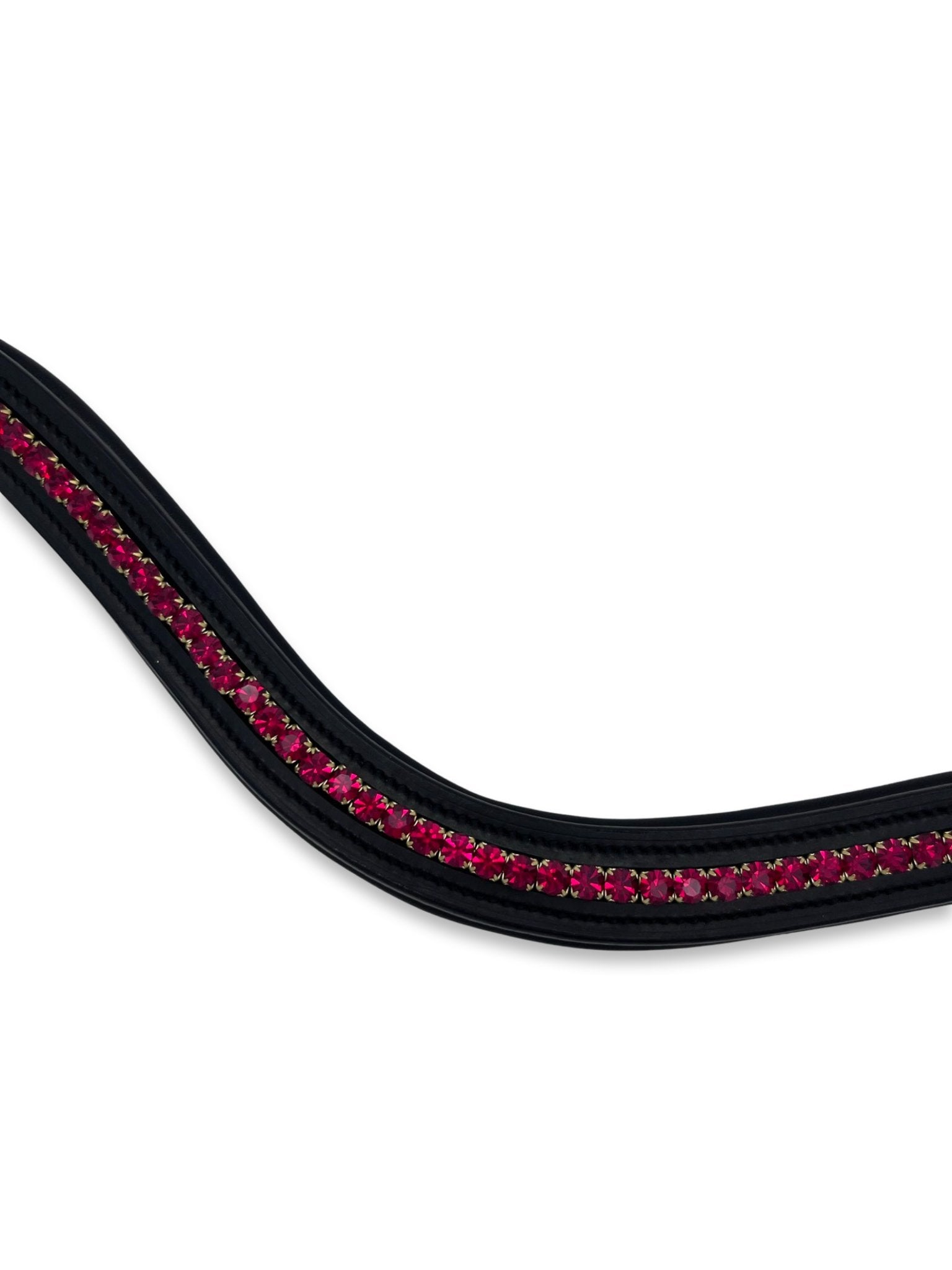 Ruby Crystal Padded Browband, from The Urbany. Elevate your horse's style with sparkling crystals and comfort.